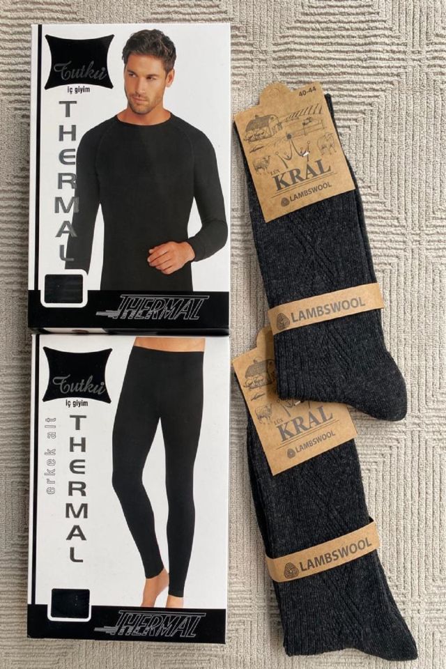 Men's Thermal Suit 2 Pieces Wool Socks Hadiyeli