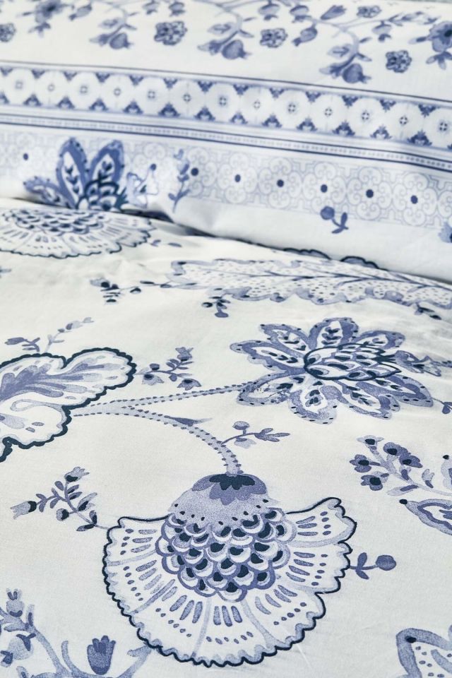 Amar Blue 100% Cotton Double Duvet Cover Set