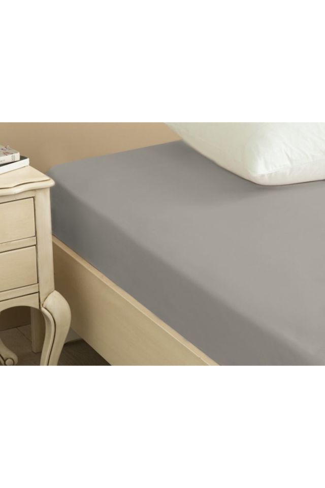 Plain Cotton Single Elastic Bed Sheet 100x200 Cm Pebble Stone