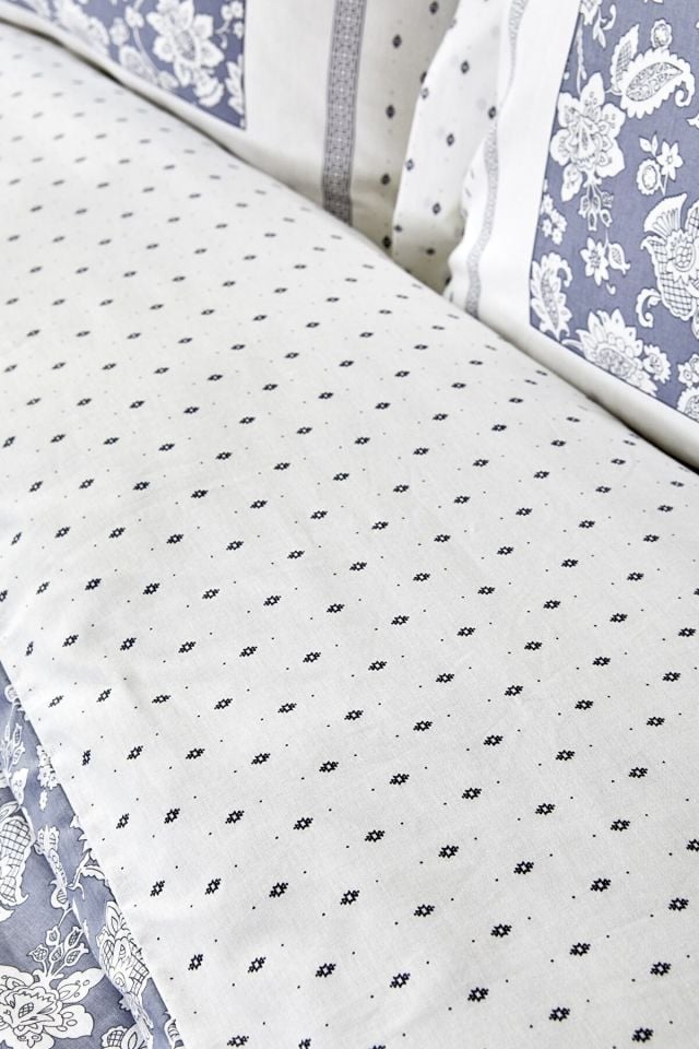 Celerina Blue 100% Cotton Single Fitted Elastic Duvet Cover Set