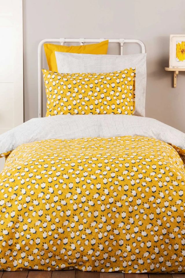 Young Cubie Yellow Single Double Sided 100% Cotton Duvet Cover Set