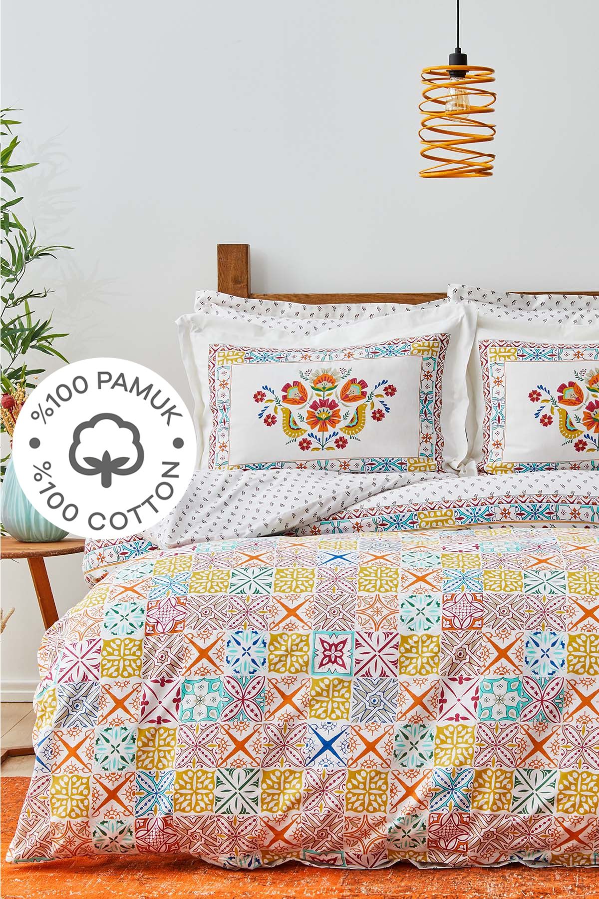 Lumina Yellow 100% Cotton Double Duvet Cover Set
