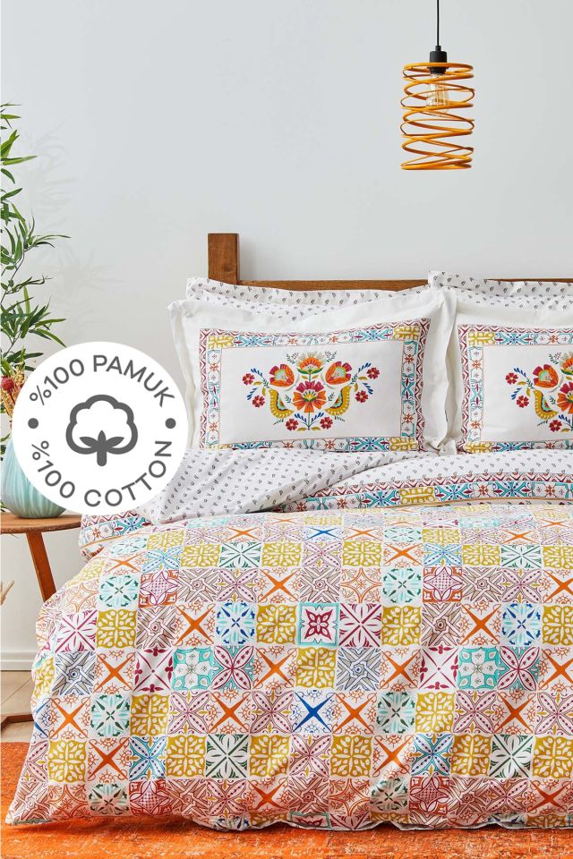 Lumina Yellow 100% Cotton Double Duvet Cover Set