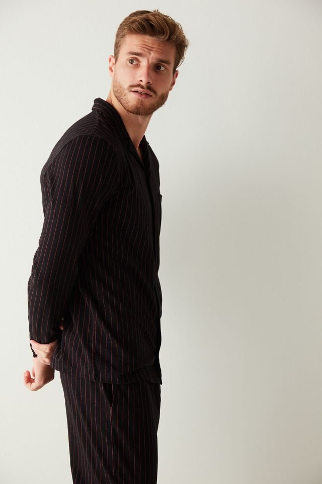 Black Black Shirt Pajamas Set