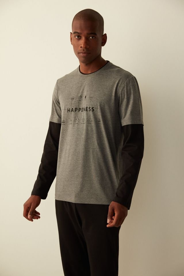 Anthracite Happiness Summer Pants Pajama Set