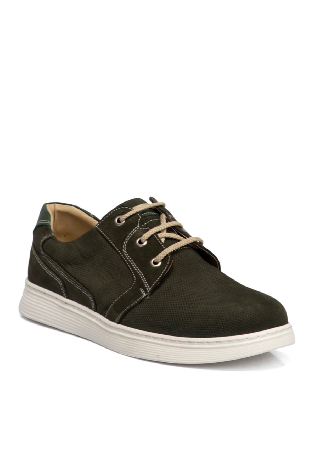 Khaki Nubuck Leather Men's Shoes