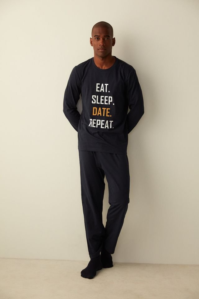 Lacivert Funny Navy Pijama Takımı