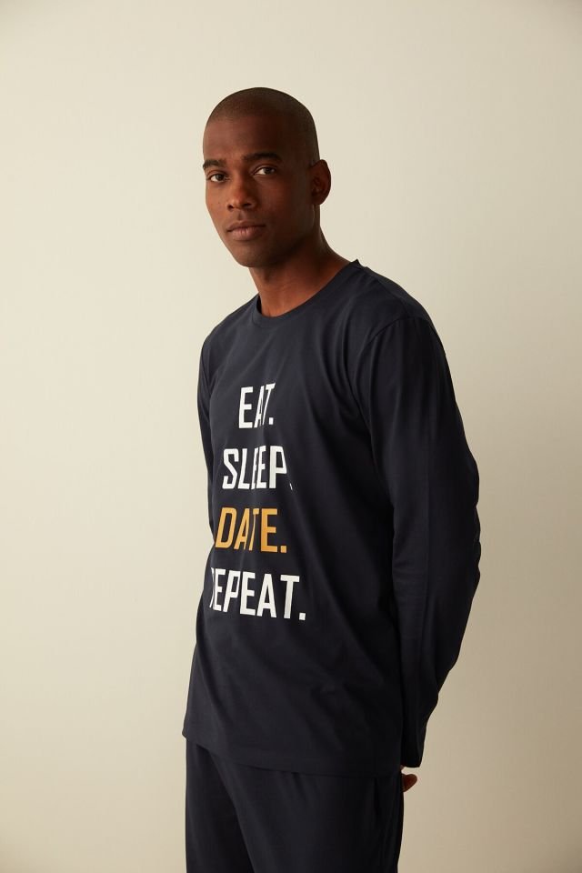 Lacivert Funny Navy Pijama Takımı