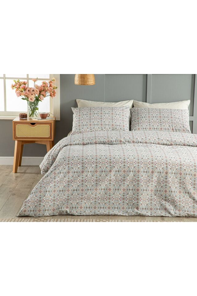 Sunflower Easy to Iron Double Duvet Cover Set 200x220 Cm Pink – Mustard