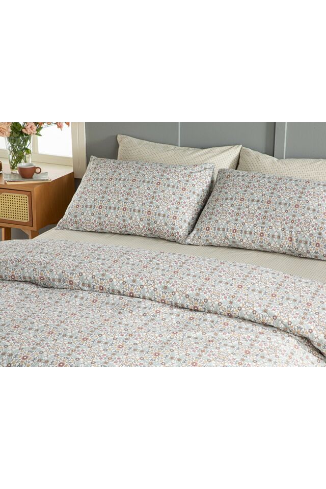Sunflower Easy to Iron Double Duvet Cover Set 200x220 Cm Pink – Mustard
