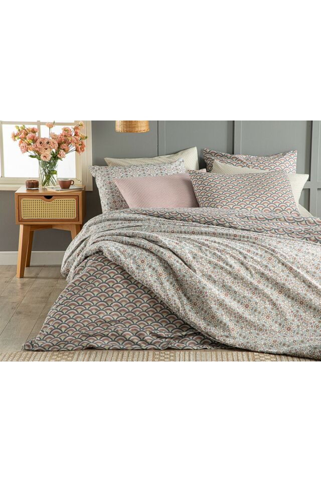 Sunflower Easy to Iron Double Duvet Cover Set 200x220 Cm Pink – Mustard