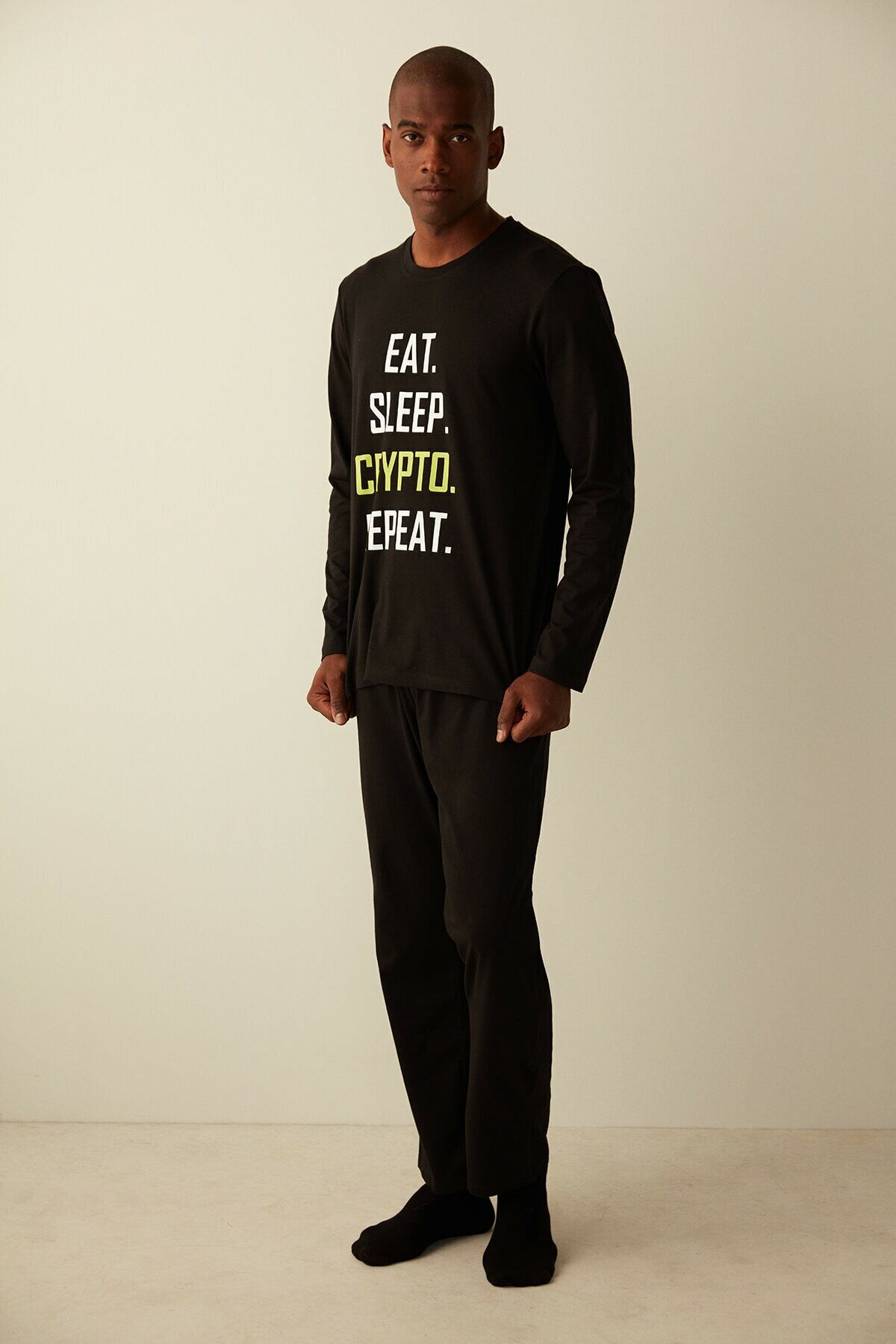Siyah Funny Black Pantolon Pijama Seti