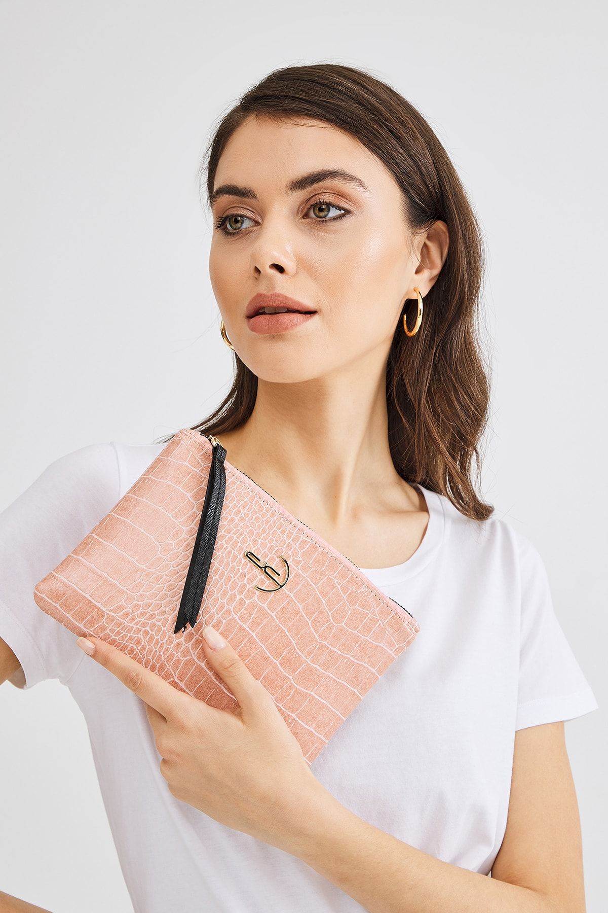 Soft Crocodile Pink Clutch Clutch Bag