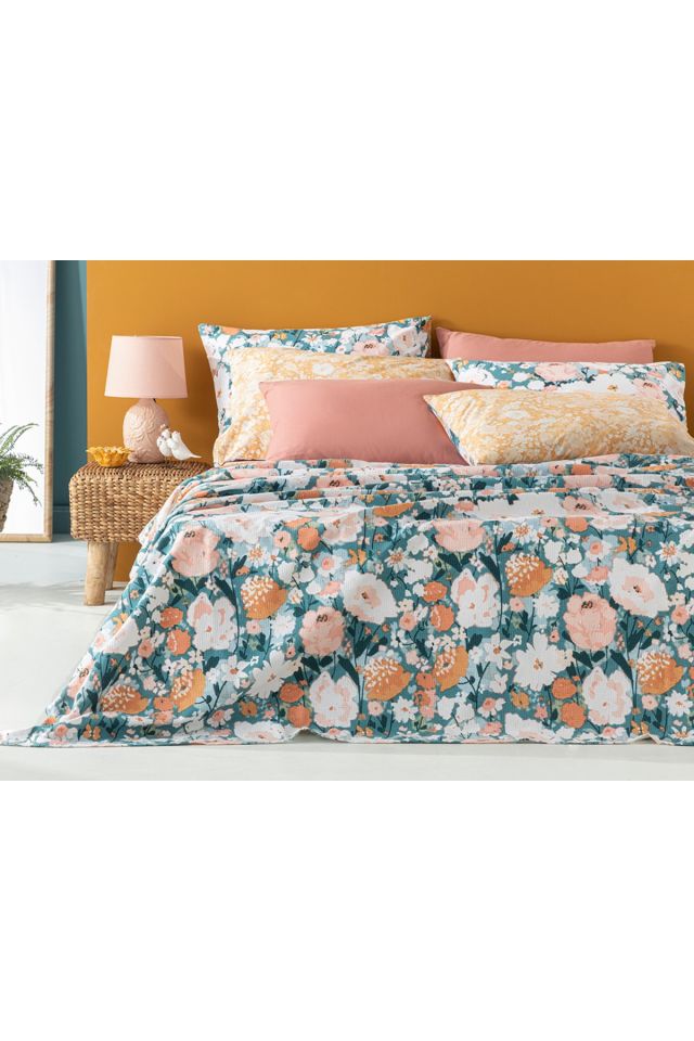 Camellia Printed Double Pique 200x220 Cm Peach