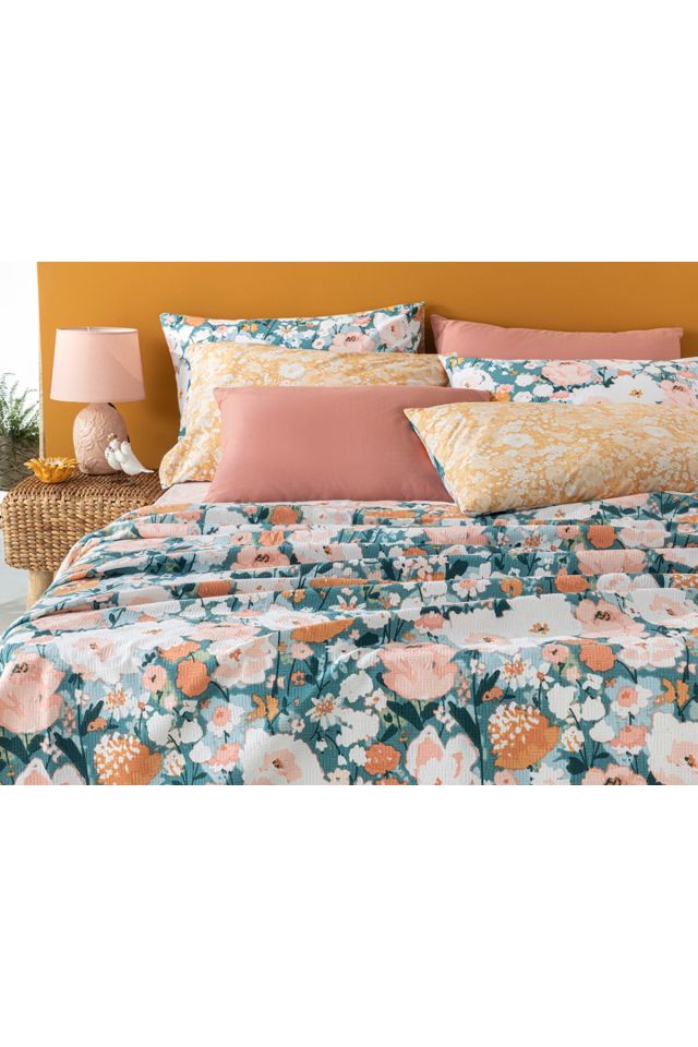 Camellia Printed Double Pique 200x220 Cm Peach