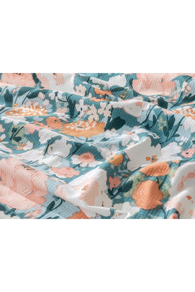 Camellia Printed Double Pique 200x220 Cm Peach