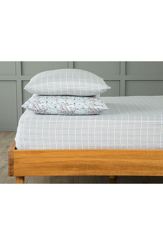 Trellis Easy to Iron Single Bed Sheet 160x240 Cm Blue – Cinnamon