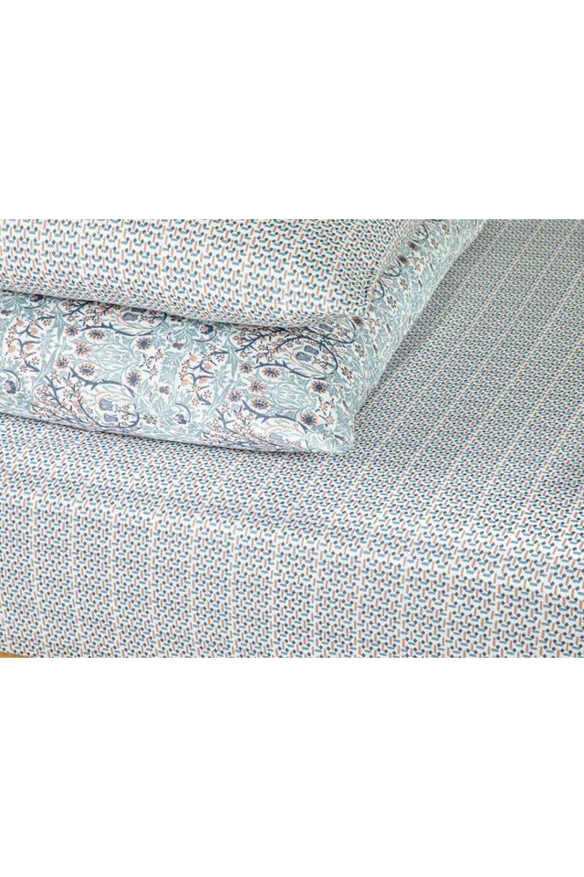 Trellis Easy to Iron Single Bed Sheet 160x240 Cm Blue – Cinnamon