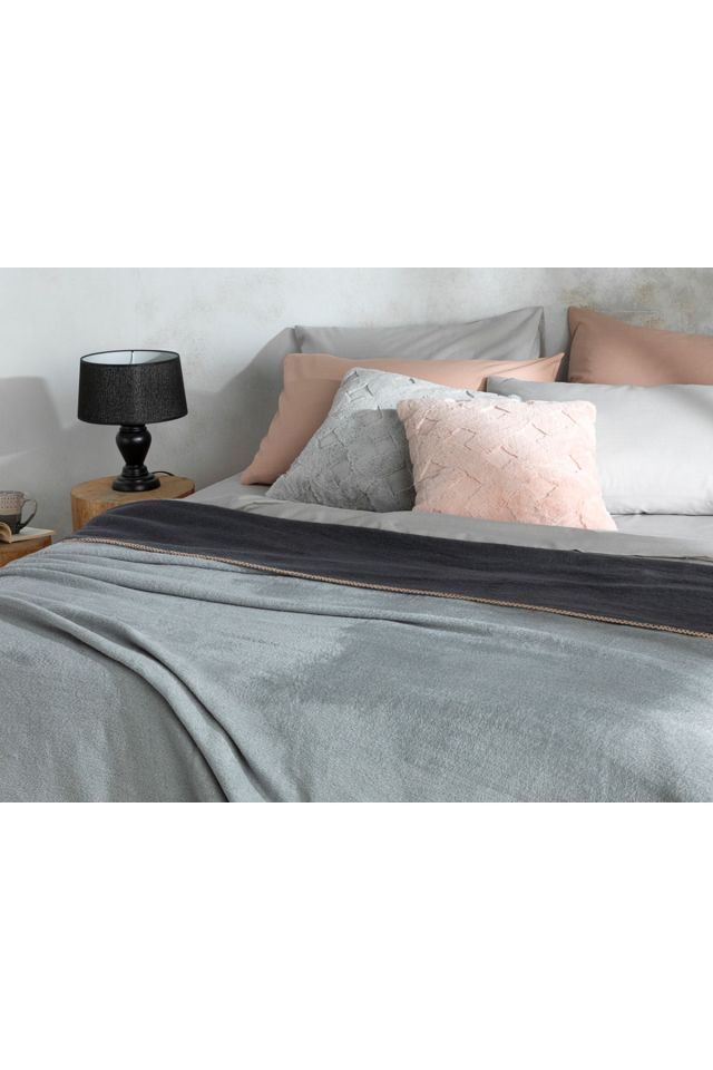 Plain Pamuklu Çift Kişilik Battaniye 200x220 Cm Gri-antrasit