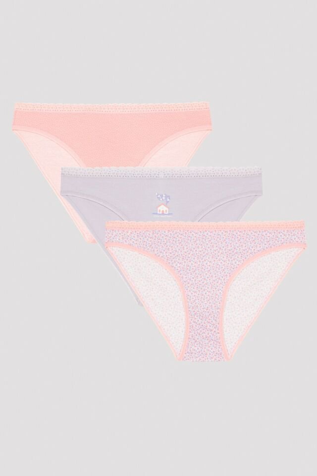 Çok Renkli Home Sweet 3lü Slip Külot