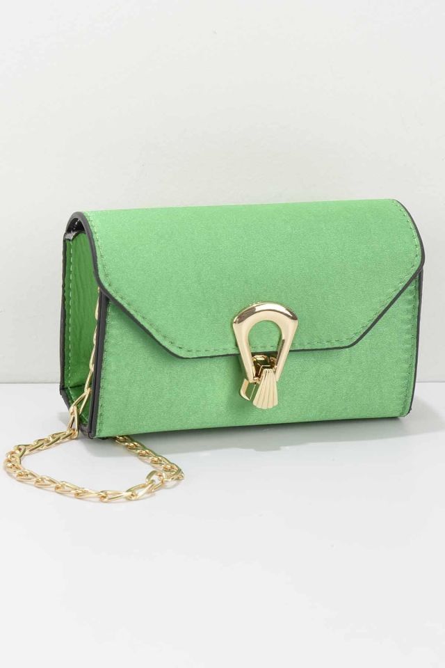 Green Satin Women's Handbag C06168090538