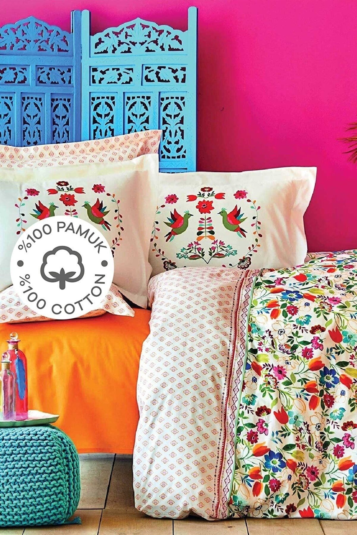 Parlin Fuchsia 100% Cotton Single Duvet Cover Set