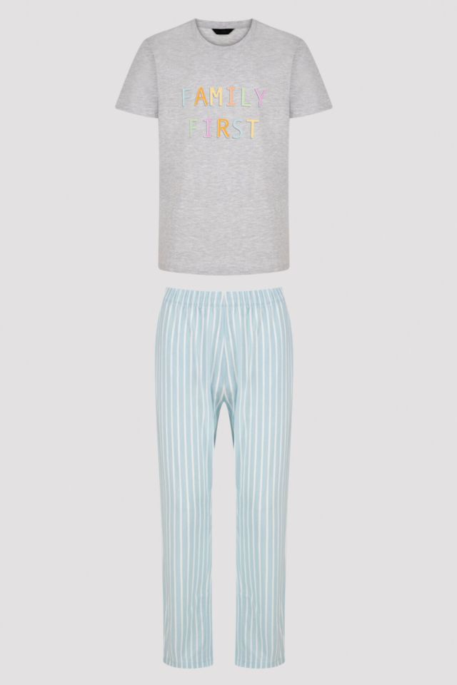 Çok Renkli Family First Pijama Takımı