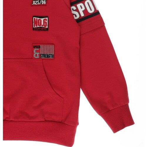 Boy's Zipper Detailed Embroidery Crest Sweatshirt