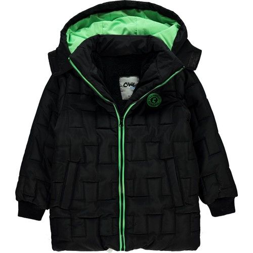 Boys Hooded Coat 6-9 Years Black
