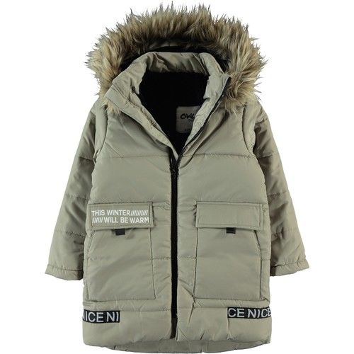Boys Hooded Coat 6-9 Years Stone Color