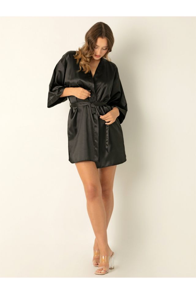 Satin Mini Belted Dressing Gown