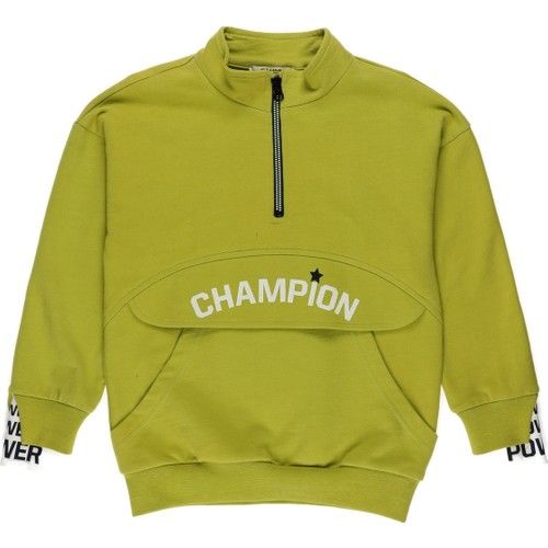 Boys Half Zipper Print Detailed Sweatshirt