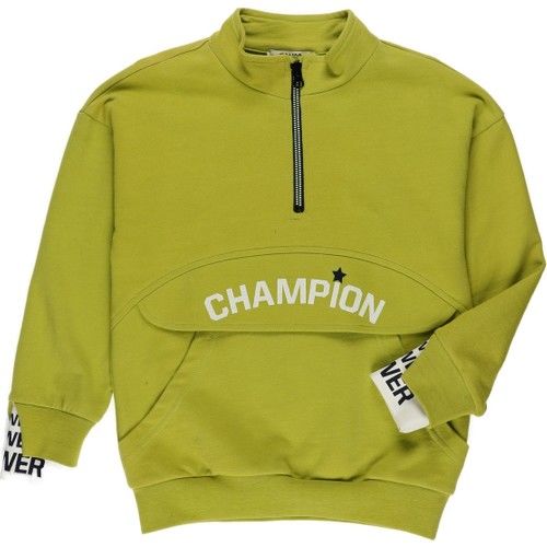 Boys Half Zipper Print Detailed Sweatshirt