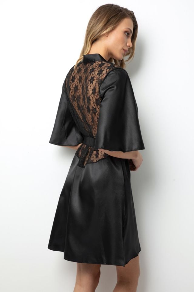 Ruched Back Satin Dressing Gown