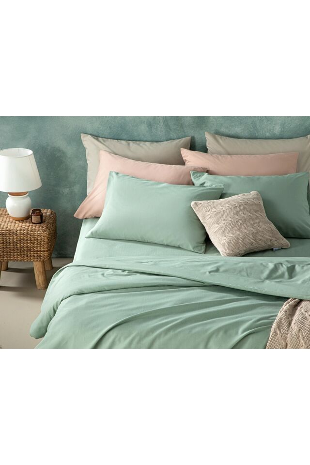 Novella Premium Soft Cotton Single Duvet Cover Set 160x220 Cm Seledon