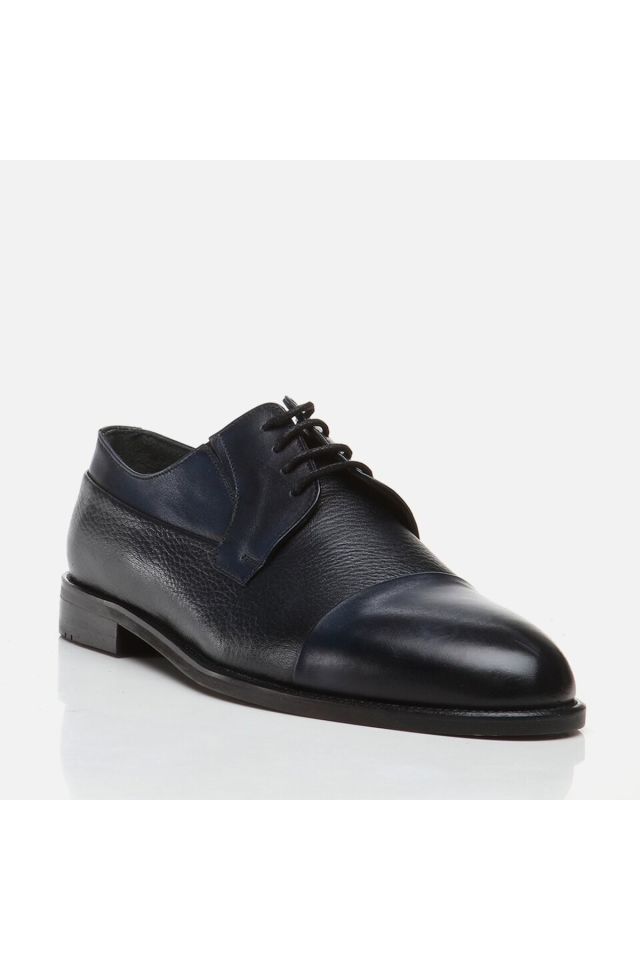 Genuine Leather Navy Blue Men's Classic Shoes