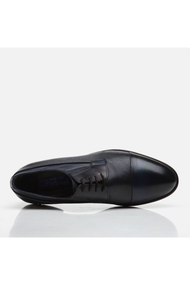 Genuine Leather Navy Blue Men's Classic Shoes