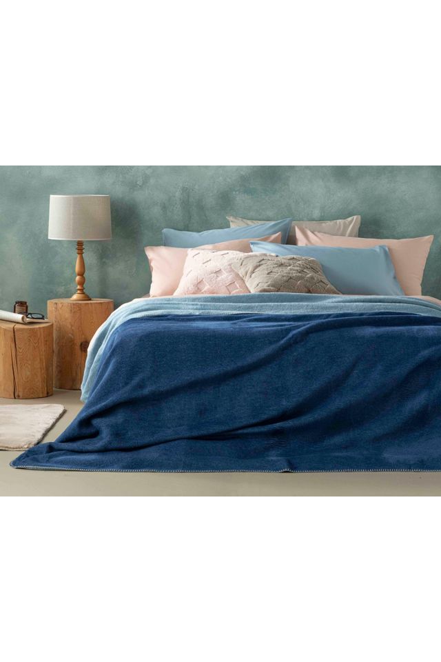 Plain Cotton Single Blanket 150x200 Cm Blue - Navy Blue