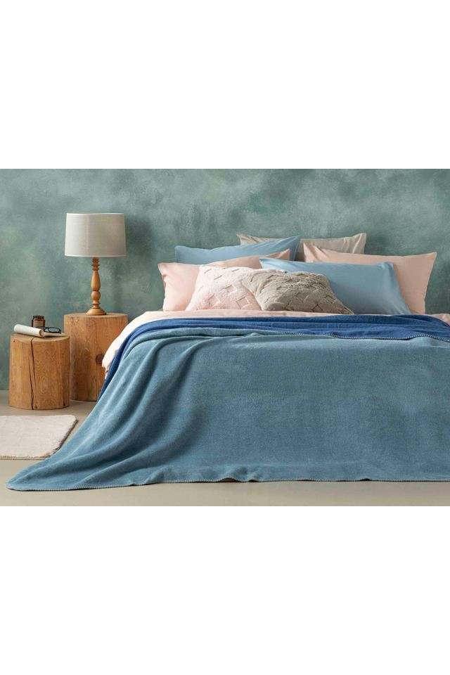 Plain Cotton Single Blanket 150x200 Cm Blue - Navy Blue