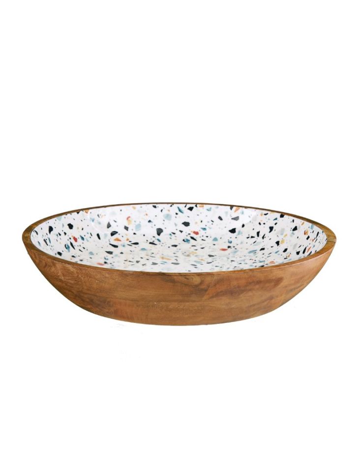 Terrazzo Wooden Decorative Bowl L