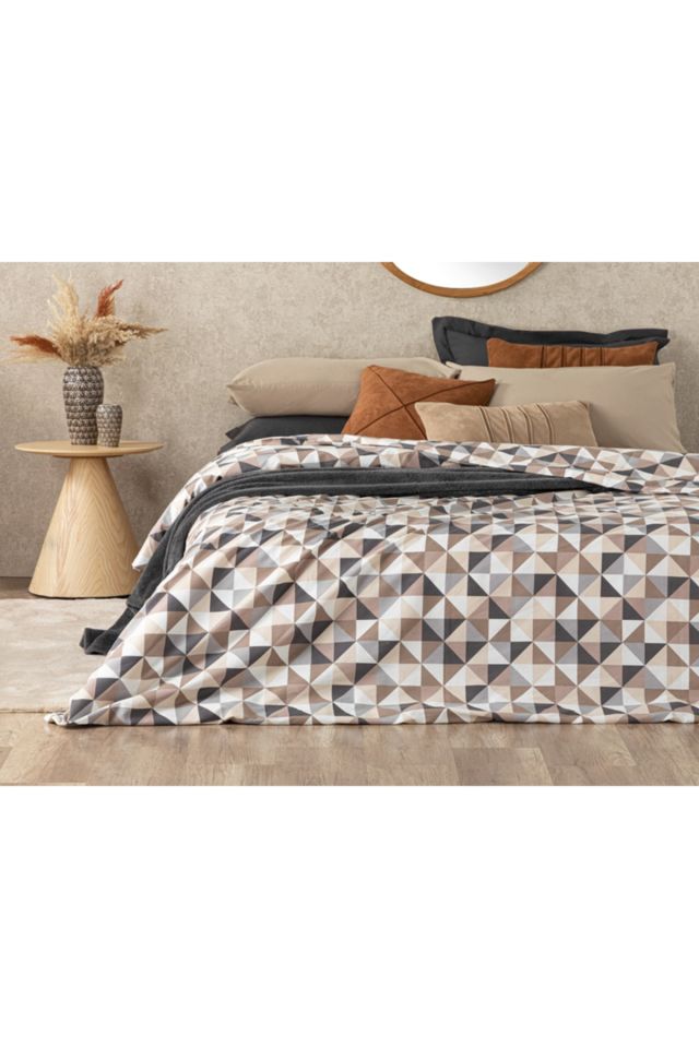Trigon Cotton Extra King Duvet Cover 260x240 Cm Gray - Beige