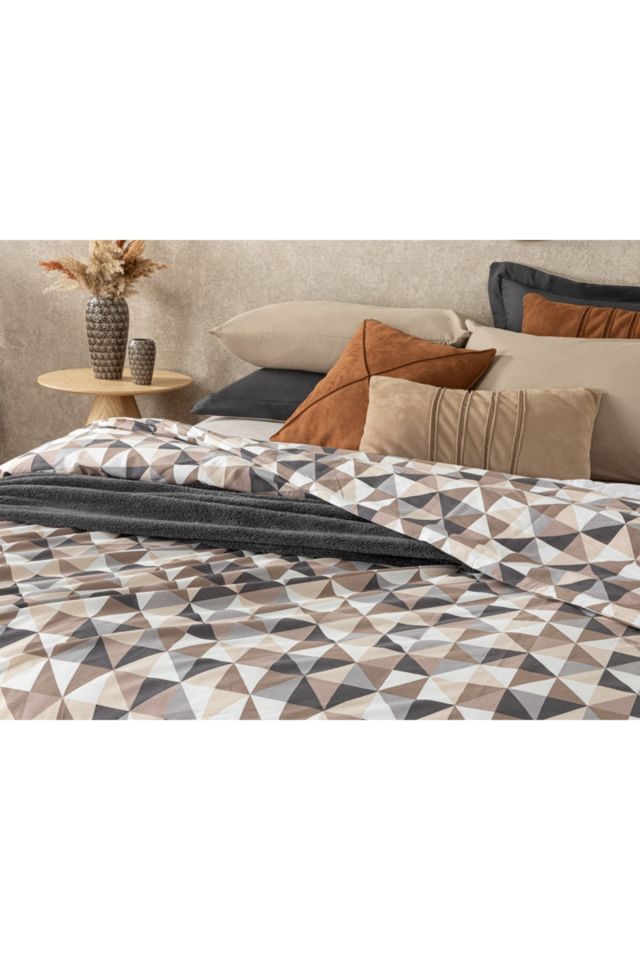 Trigon Cotton Extra King Duvet Cover 260x240 Cm Gray - Beige