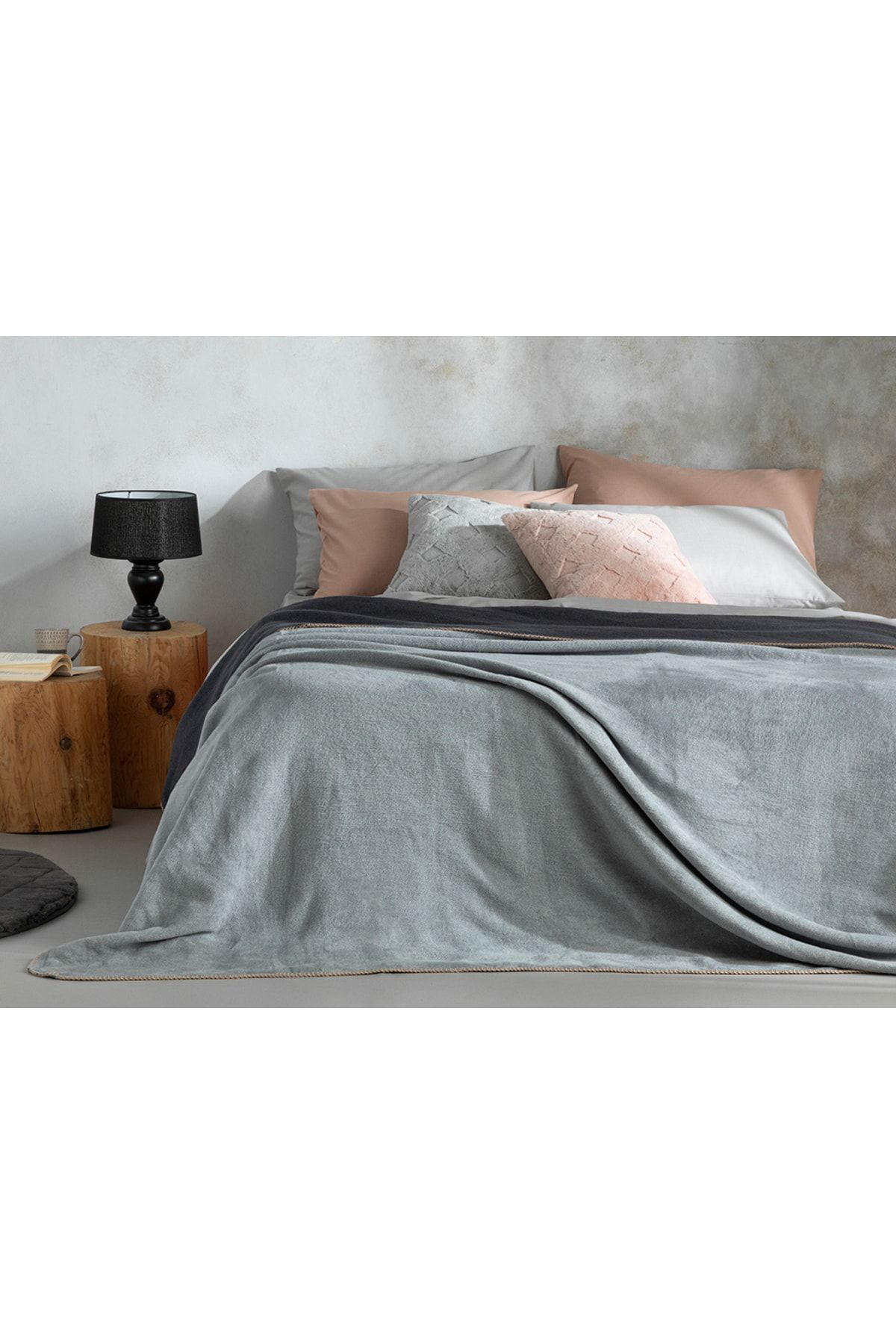 Plain Cotton Single Blanket 150x200 Cm Grey-anthracite