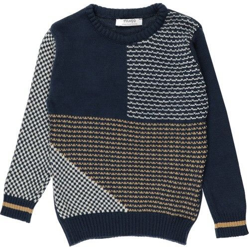 Boy Knitted Detailed Crew Neck Knitwear Sweater