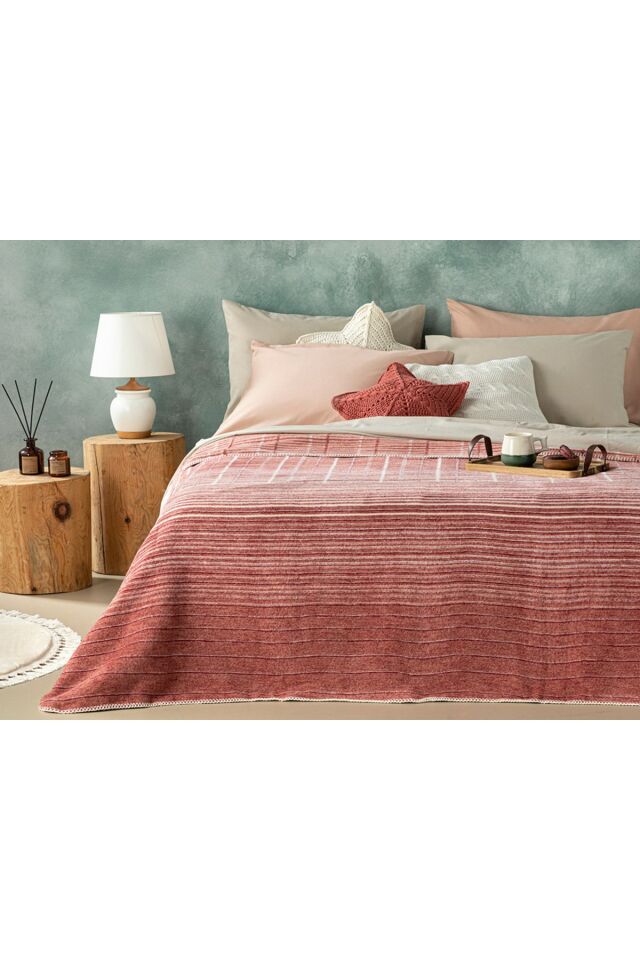 Blurred Check Cotton Single Blanket 150x200 Cm Dried Rose