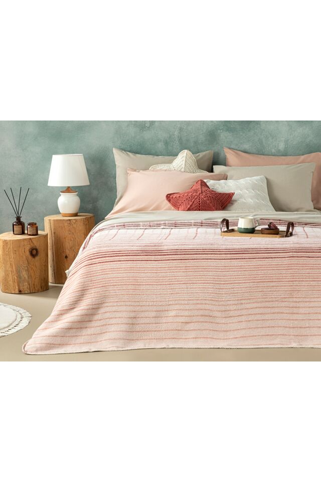 Blurred Check Cotton Single Blanket 150x200 Cm Dried Rose