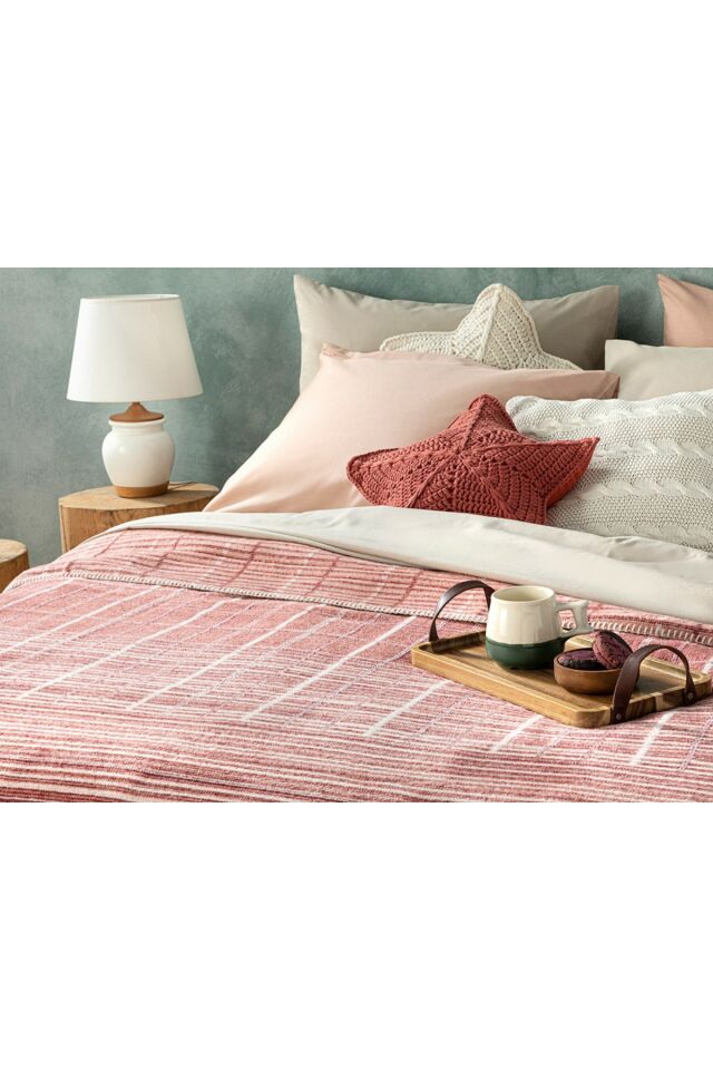 Blurred Check Cotton Single Blanket 150x200 Cm Dried Rose