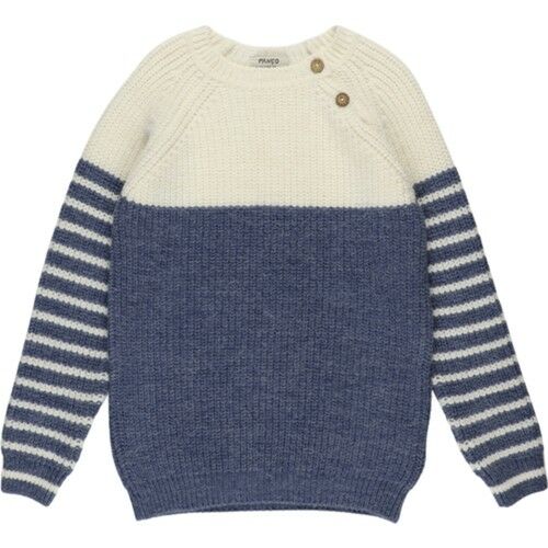 Boy Button Detailed Blue Knitwear Sweater