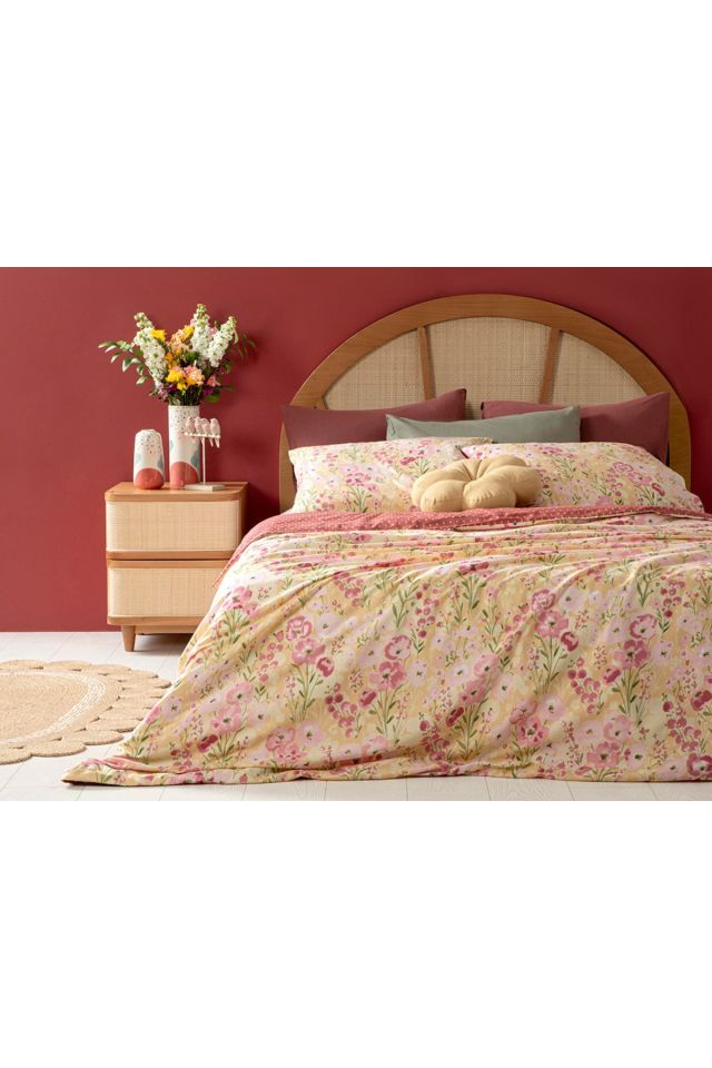 Clarkia Cotton Single Duvet Cover Set 160x220 Cm Yellow