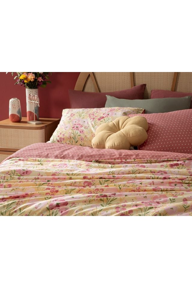 Clarkia Cotton Single Duvet Cover Set 160x220 Cm Yellow